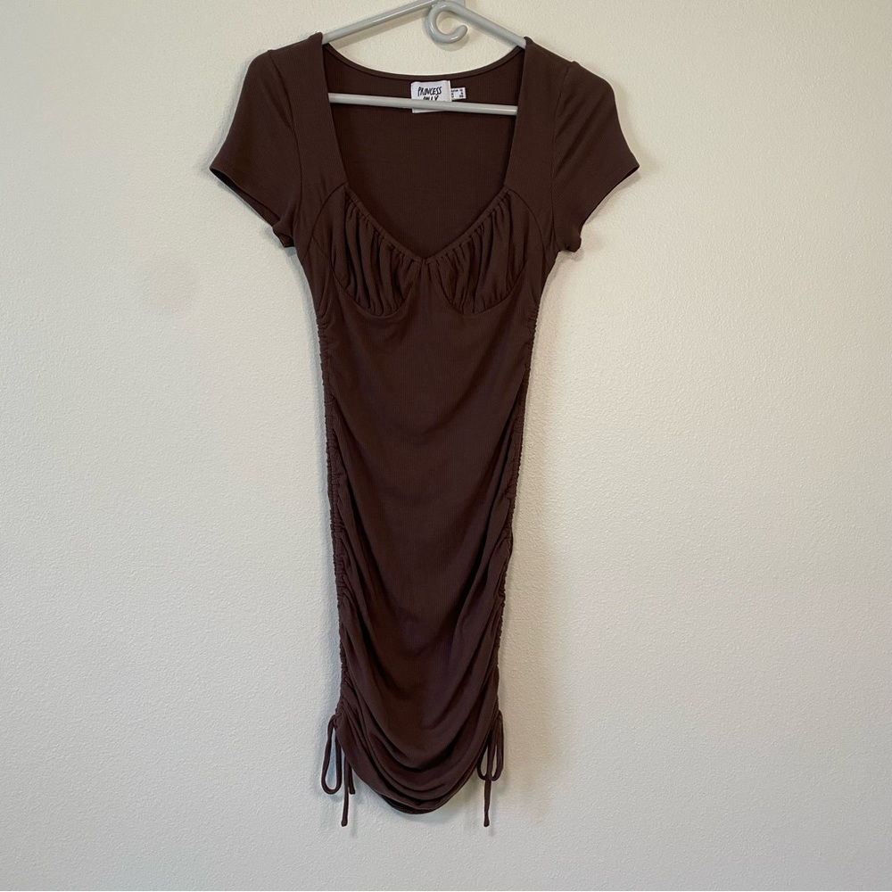 Princess Polly Chocolate Ribbed Dress size medium